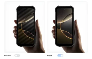 DOOGEE V Max LR ekranında before after görüntü iyileştirme karşılaştırması + TİTREŞİM ÖNLEME