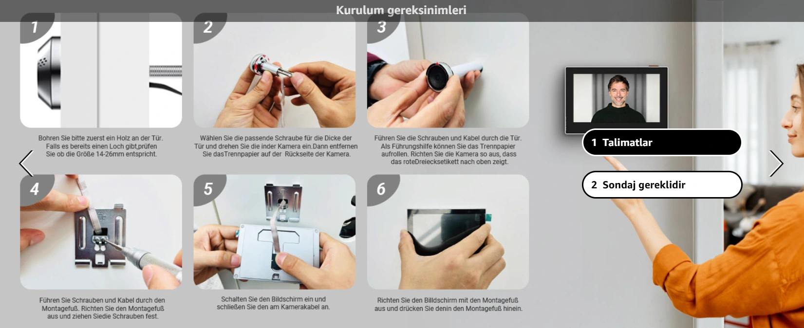 ezviz cp2 kapı kamerası adım adım kurulum ve montaj talimatları gösterimi