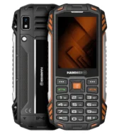 Hammer H Power Plus LTE rugged cep telefonu ön ve arka görünüm siyah turuncu dayanıklı gövde