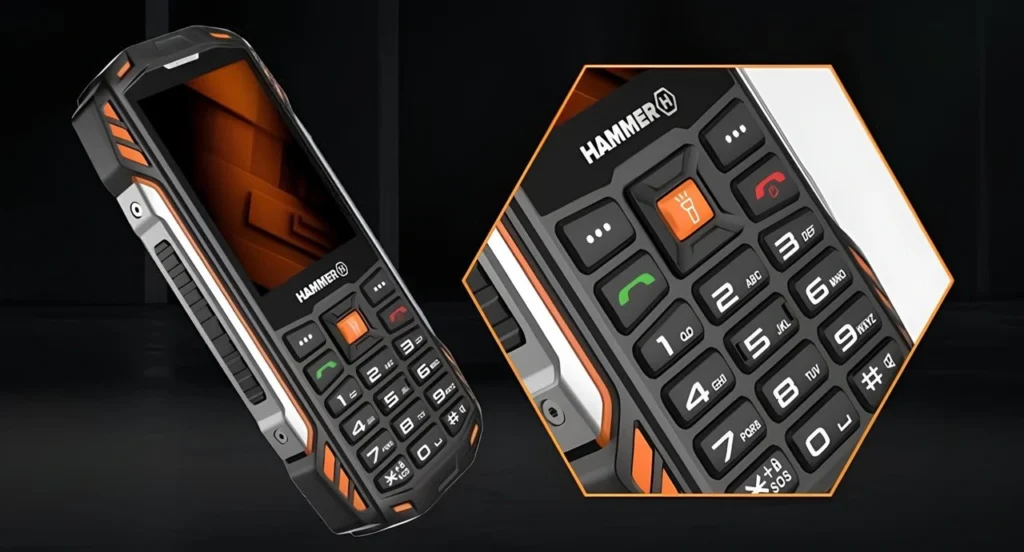 Hammer H Power Plus LTE rugged telefonun büyük tuşlu fiziksel klavye detay görünümü