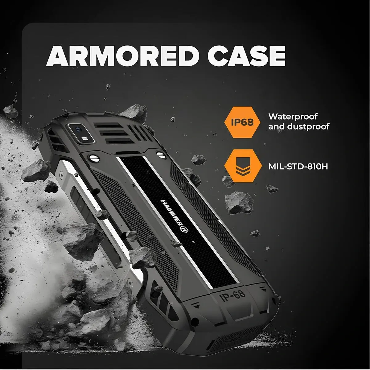hammer-h-power-plus-lte-rugged-cep-telefonu-4000mah-cift-sim-siyah-teknobin-2 Hammer H Power Plus LTE rugged telefon IP68 ve MIL-STD-810H dayanıklı zırhlı kasa tasarımı