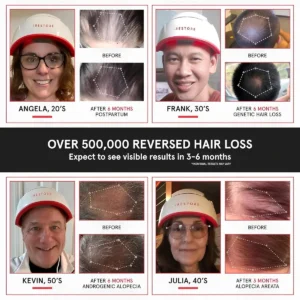 iRestore saç lazer terapi sistemi öncesi ve sonrası kullanıcı sonuçları 6 ay