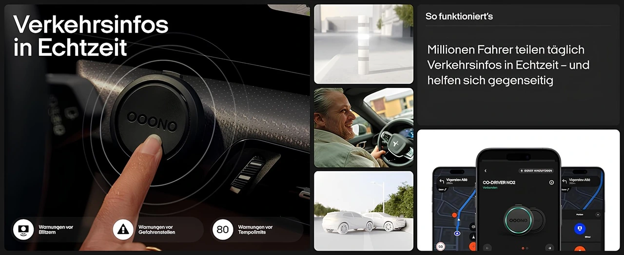 ooono no2 araç içinde dokunmatik kullanım ve uyarı gösterimi