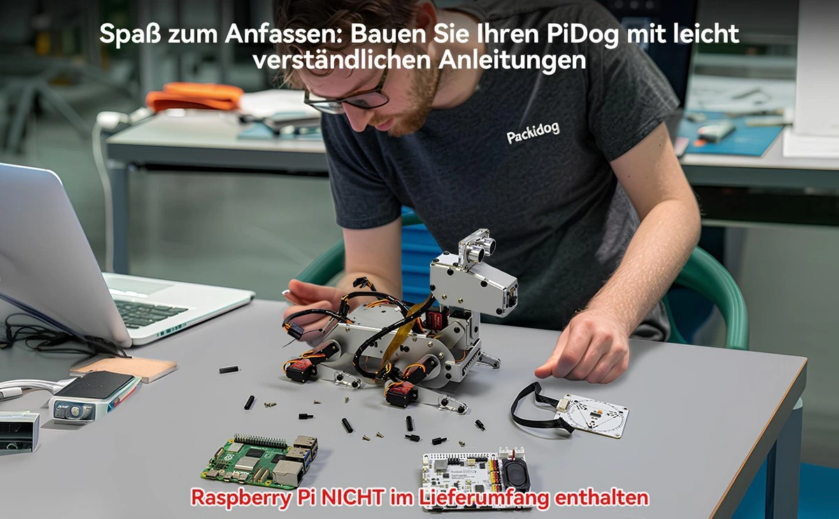 PiDog montaj süreci ve Raspberry Pi bağlantı örneği (Raspberry Pi dahil değildir)