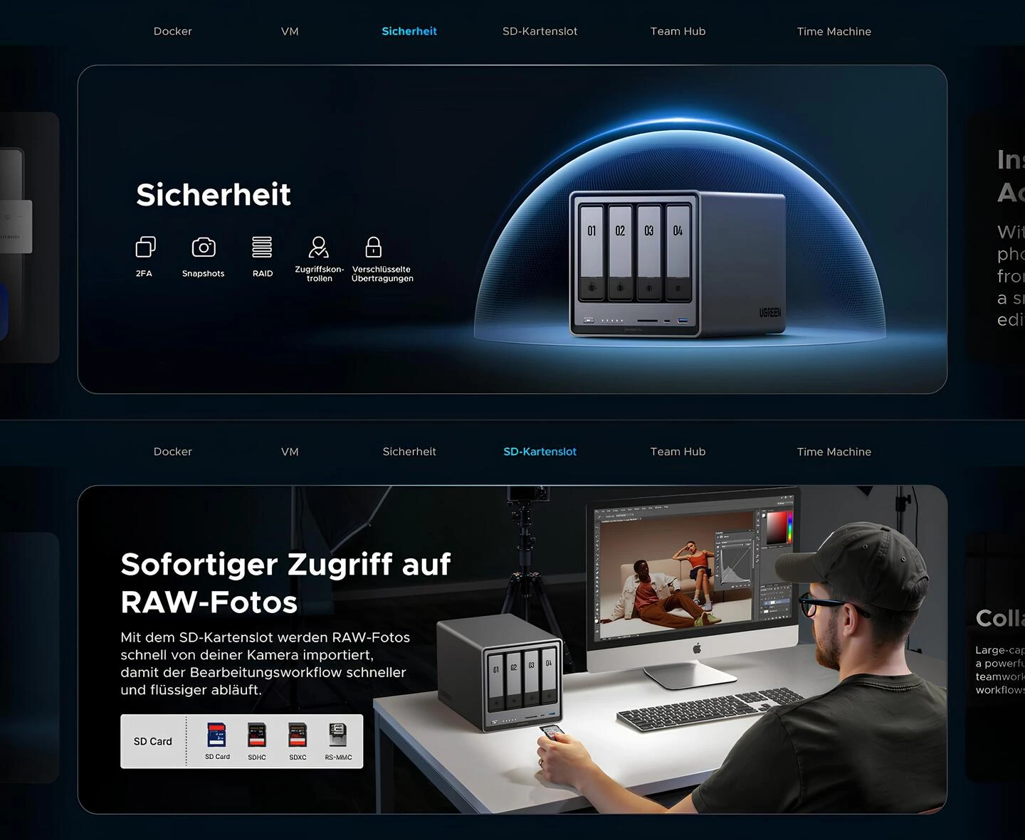 UGREEN NASync DXP4800 Pro gelişmiş güvenlik özellikleri ve SD kart yuvası ile RAW fotoğraf aktarımı