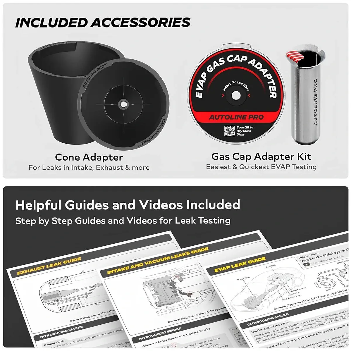 autoline-pro-hypersmoke-evap-duman-makinesi-vakum-kacak-test-cihazi-teknobin-5 Autoline Pro HyperSmoke konik adaptör EVAP gaz kapağı adaptör kiti ve kaçak test kılavuzları