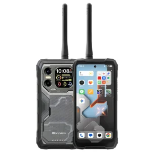 Blackview XPLORE 1 5G telsiz telefon ön ve arka tasarım çift ekran harici anten modülü ürün görseli