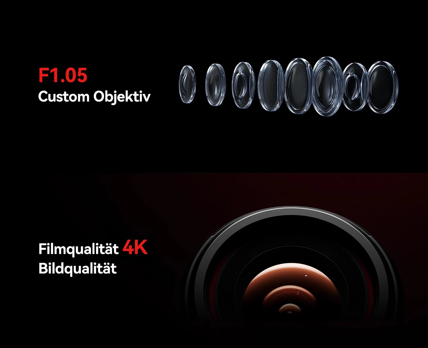 Hollyland VenusLiv Air canlı yayın kamerası için F1.05 özel lens yapısı ve çok katmanlı optik elemanlar ile 4K video kalitesi