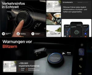 OOONO Co-Driver NO2 gerçek zamanlı trafik bilgisi ve hız kamerası uyarı cihazı araç içi kullanım ekranı