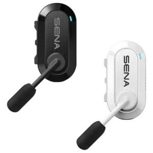 Sena BiKom 20 bisiklet iletişim sistemi siyah ve beyaz iki cihaz mikrofonlu Bluetooth bisiklet haberleşme ünitesi