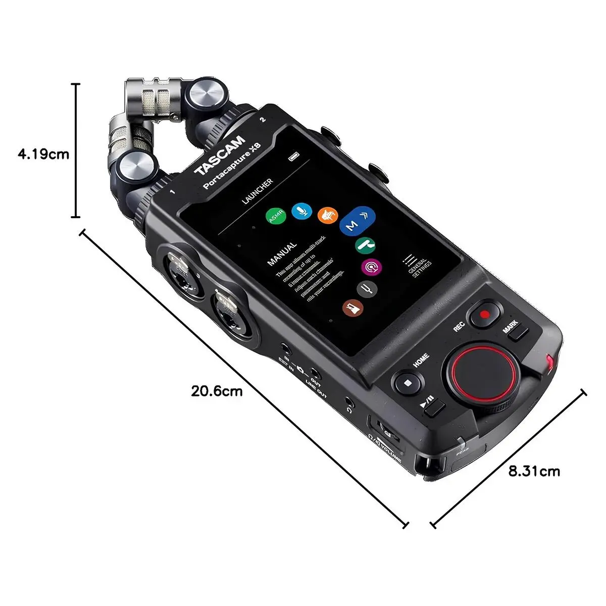 tascam-portacapture-x8-32bit-float-192khz-8-track-portable-recorder-teknobin-11 Tascam Portacapture X8 taşınabilir ses kayıt cihazı ölçüleri 20.6 cm uzunluk 8.31 cm genişlik 4.19 cm yükseklik