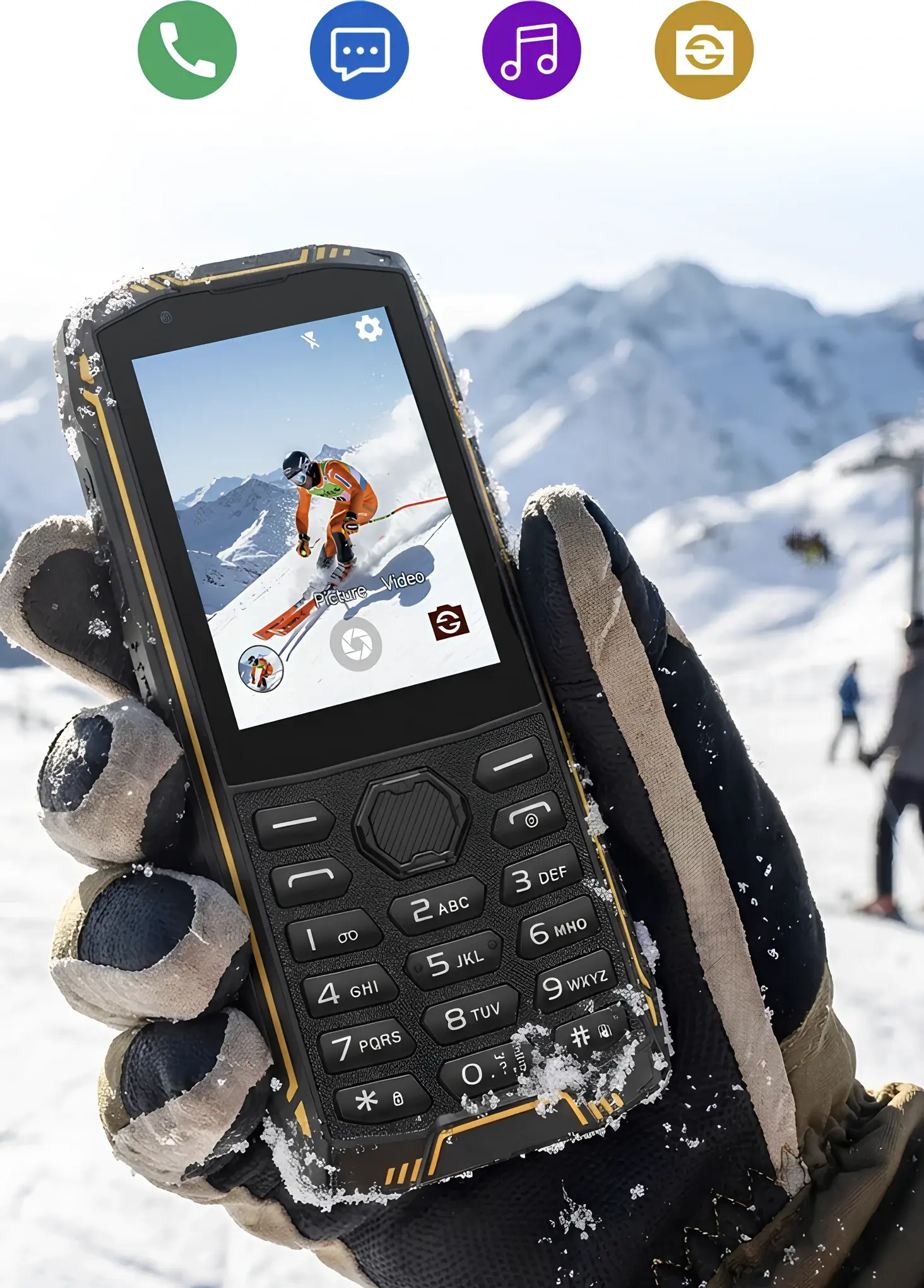 Ulefone Armor Mini 5 dayanıklı tuşlu telefon karlı ortamda kullanım görünümü