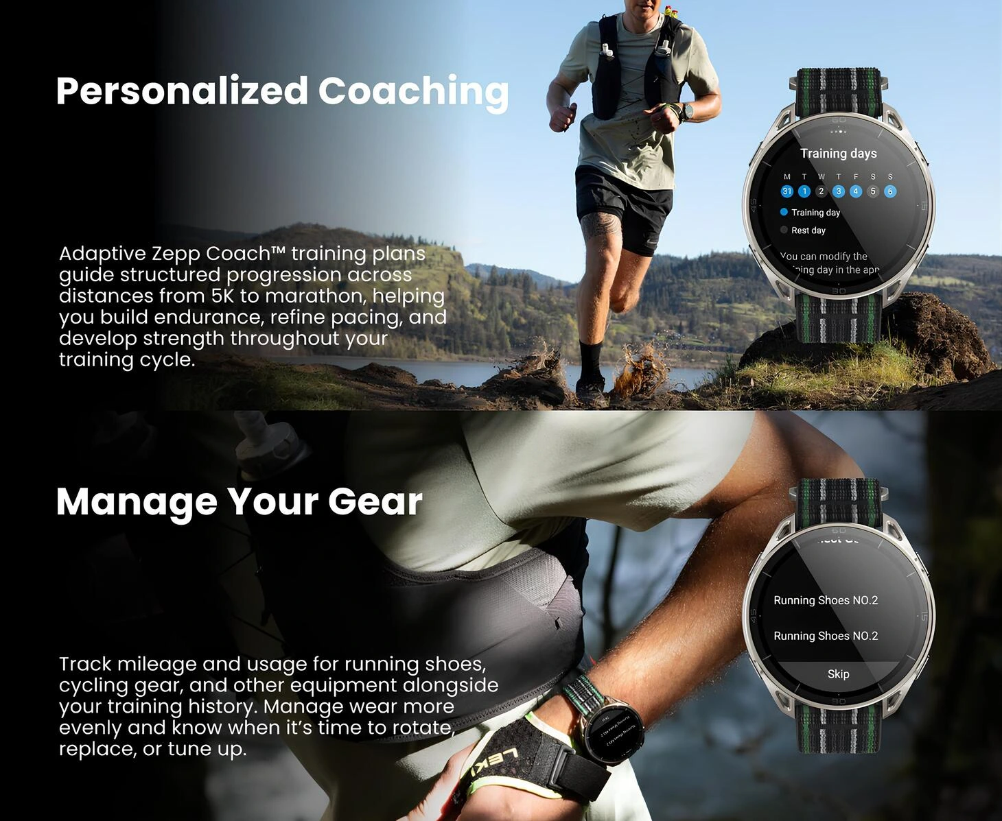 Amazfit Balance Ultra, Zepp Coach ile kişisel antrenman ve akıllı ekipman takibi sunar.