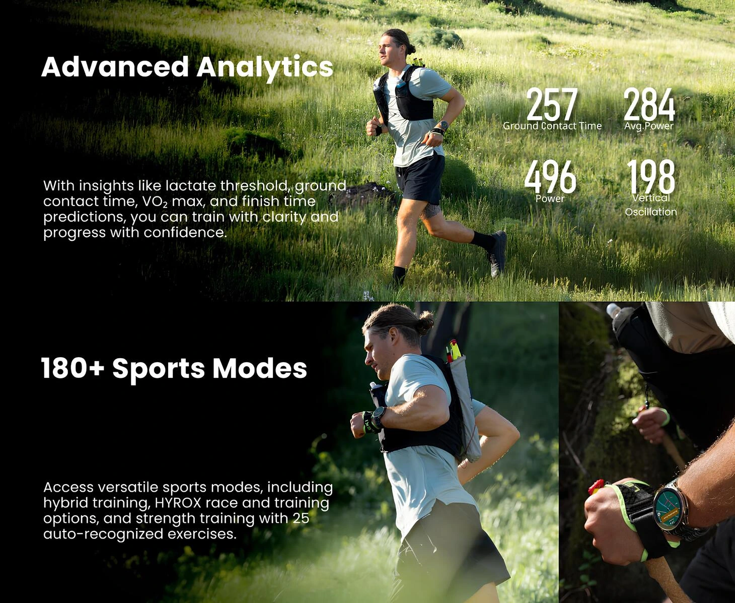 Amazfit Cheetah 2 Ultra gelişmiş koşu analizleri ve 180'den fazla spor modu özellikleri.