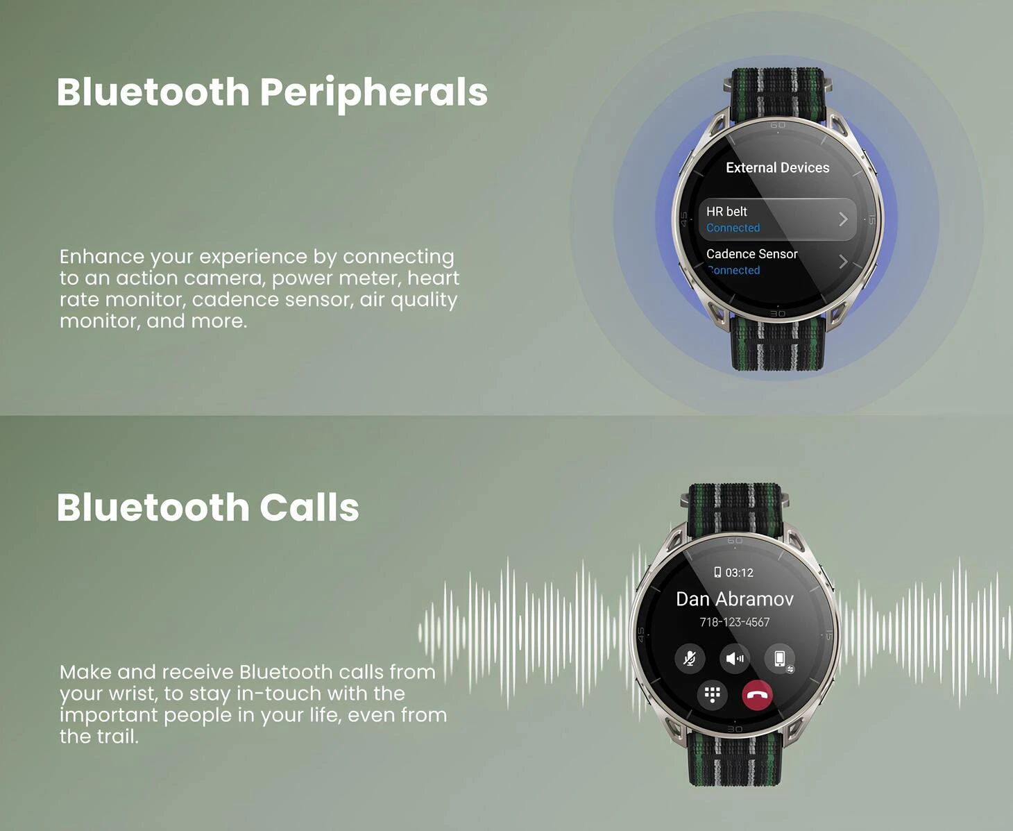 Amazfit Balance Ultra, Bluetooth aksesuar bağlantısı ve bilekten Bluetooth arama desteği sunar.