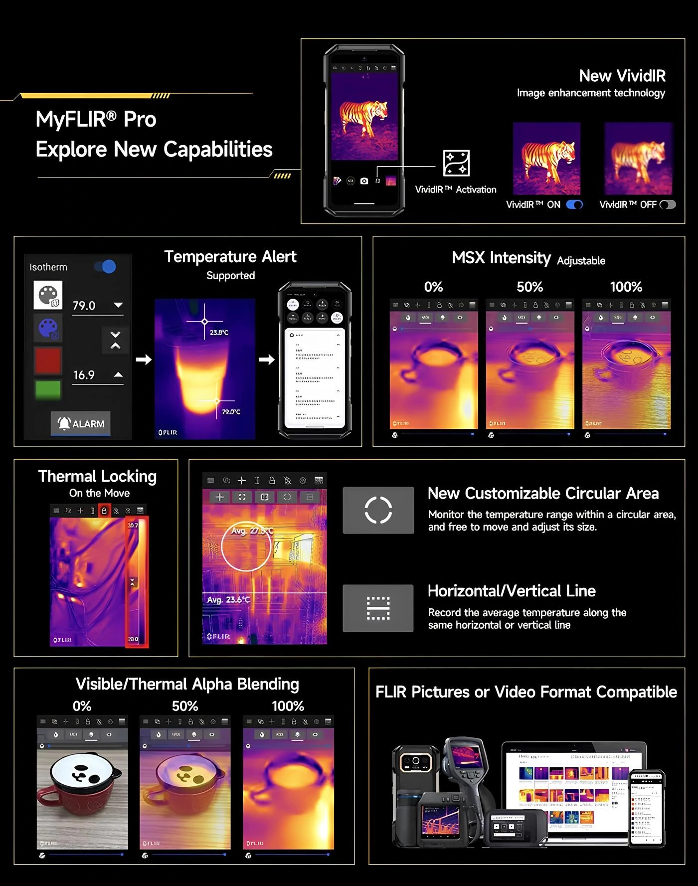 Ulefone Armor 27T Pro Plus MyFLIR Pro termal yazılım analiz arayüzü bilgi grafiği