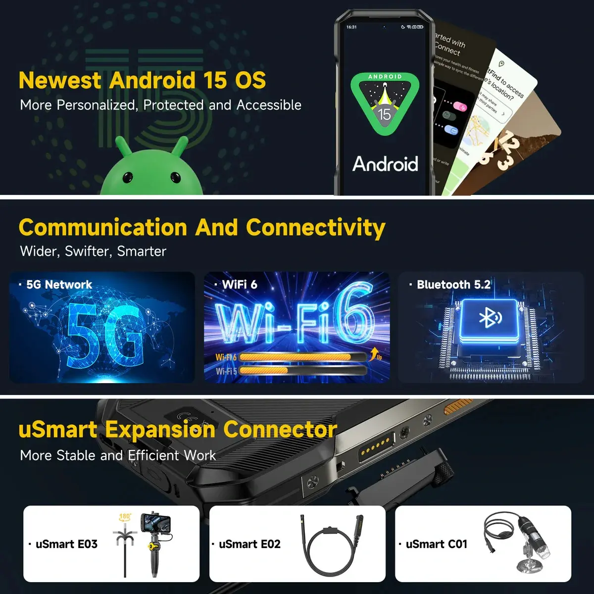 ulefone-armor-27t-pro-plus-teknobincom-9 Ulefone Armor 27T Pro Plus Android 15 işletim sistemi ve uSmart genişleme yuvası.